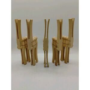 Vintage Unfinished Reindeer Wood Clothes Pin Set of 5 - 6.25” Tall Rudolph